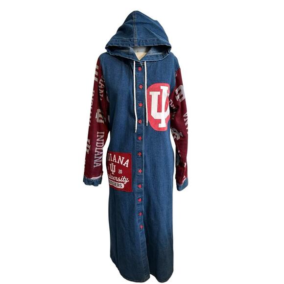 Indiana University Hooser Repurposed Hooded Duster Jacket Medium - Picture 2 of 12